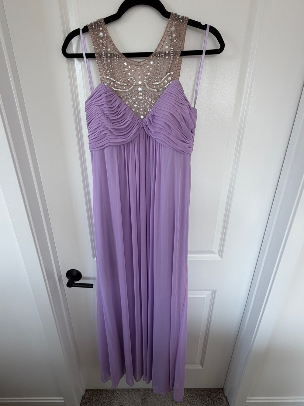 Xscape Lavender Beaded Embellished Chiffon Formal Maxi Dress Size 14